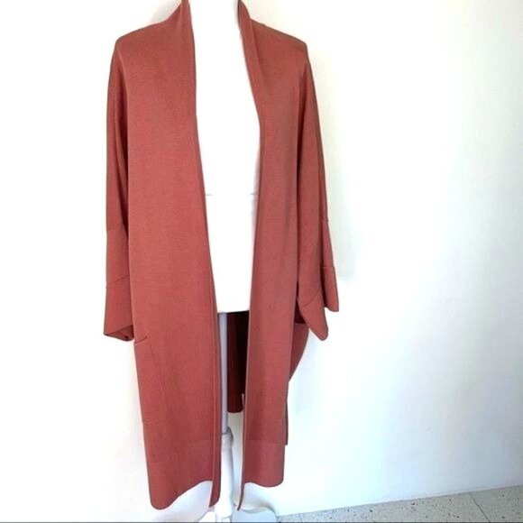 Long Open Cardigan Womens Boxy Style Mid Weight Patch Pockets Buttons - Picture 7 of 11